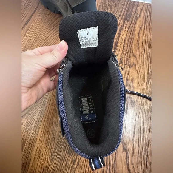 Alpine Womens Black and Brown Leather Hiking Ankle Outdoor Boots size 7.5 - Picture 7 of 8